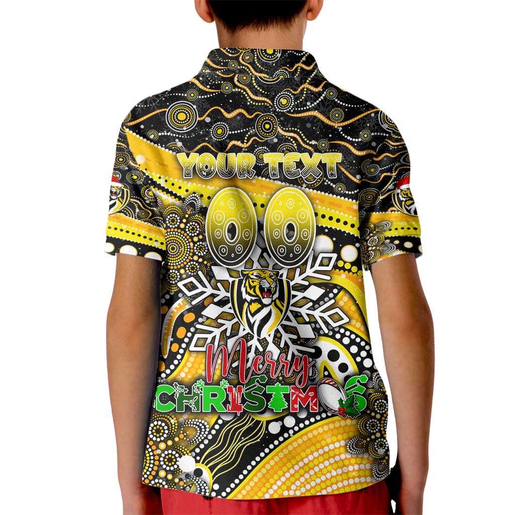 Merry Christmas AFL Richmond Tigers Kid Polo Shirt Aboriginal Santa Football Mascot