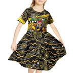 Merry Christmas AFL Richmond Tigers Kid Short Sleeve Dress Aboriginal Santa Football Mascot