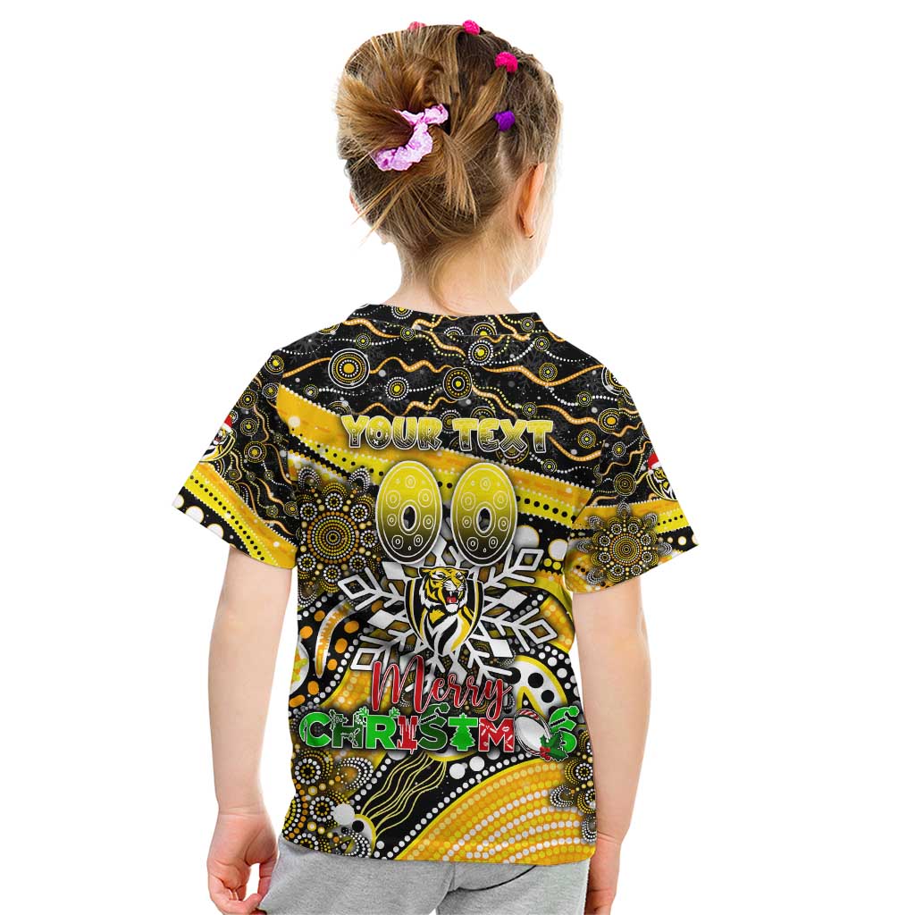 Merry Christmas AFL Richmond Tigers Kid T Shirt Aboriginal Santa Football Mascot