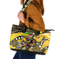 Merry Christmas AFL Richmond Tigers Leather Tote Bag Aboriginal Santa Football Mascot