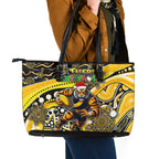 Merry Christmas AFL Richmond Tigers Leather Tote Bag Aboriginal Santa Football Mascot