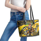 Merry Christmas AFL Richmond Tigers Leather Tote Bag Aboriginal Santa Football Mascot