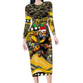 Merry Christmas AFL Richmond Tigers Long Sleeve Bodycon Dress Aboriginal Santa Football Mascot