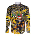 Merry Christmas AFL Richmond Tigers Long Sleeve Button Shirt Aboriginal Santa Football Mascot