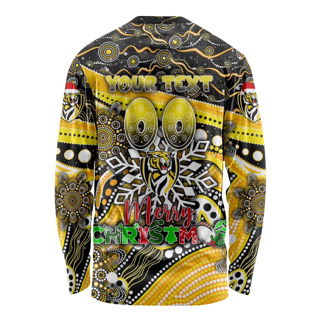 Merry Christmas AFL Richmond Tigers Long Sleeve Shirt Aboriginal Santa Football Mascot