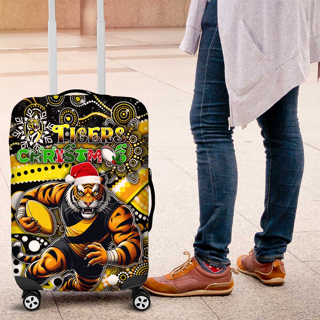Merry Christmas AFL Richmond Tigers Luggage Cover Aboriginal Santa Football Mascot