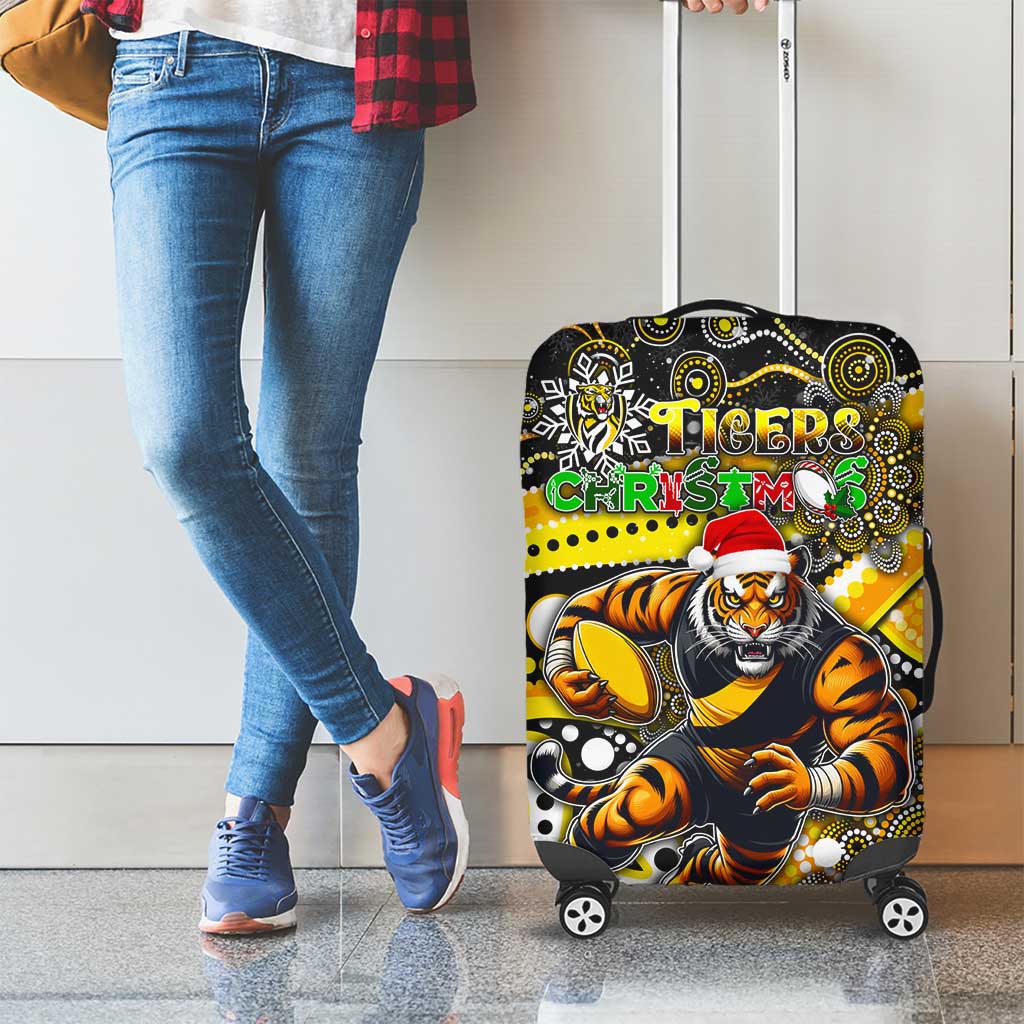 Merry Christmas AFL Richmond Tigers Luggage Cover Aboriginal Santa Football Mascot