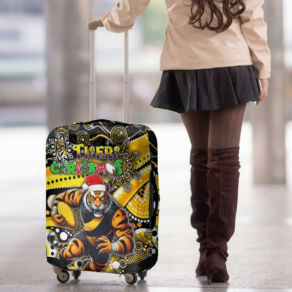 Merry Christmas AFL Richmond Tigers Luggage Cover Aboriginal Santa Football Mascot