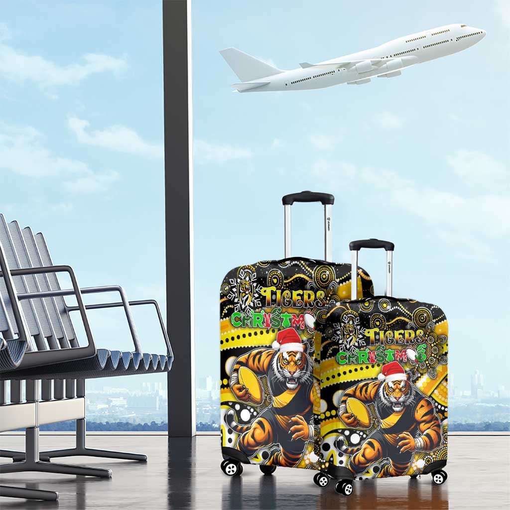 Merry Christmas AFL Richmond Tigers Luggage Cover Aboriginal Santa Football Mascot