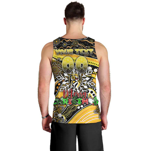 Merry Christmas AFL Richmond Tigers Men Tank Top Aboriginal Santa Football Mascot