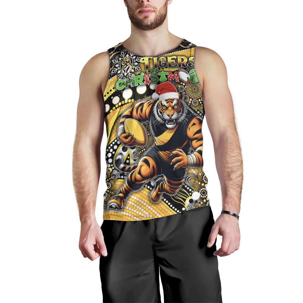 Merry Christmas AFL Richmond Tigers Men Tank Top Aboriginal Santa Football Mascot