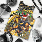 Merry Christmas AFL Richmond Tigers Men Tank Top Aboriginal Santa Football Mascot