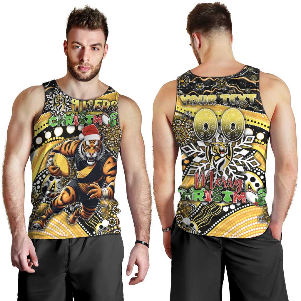 Merry Christmas AFL Richmond Tigers Men Tank Top Aboriginal Santa Football Mascot