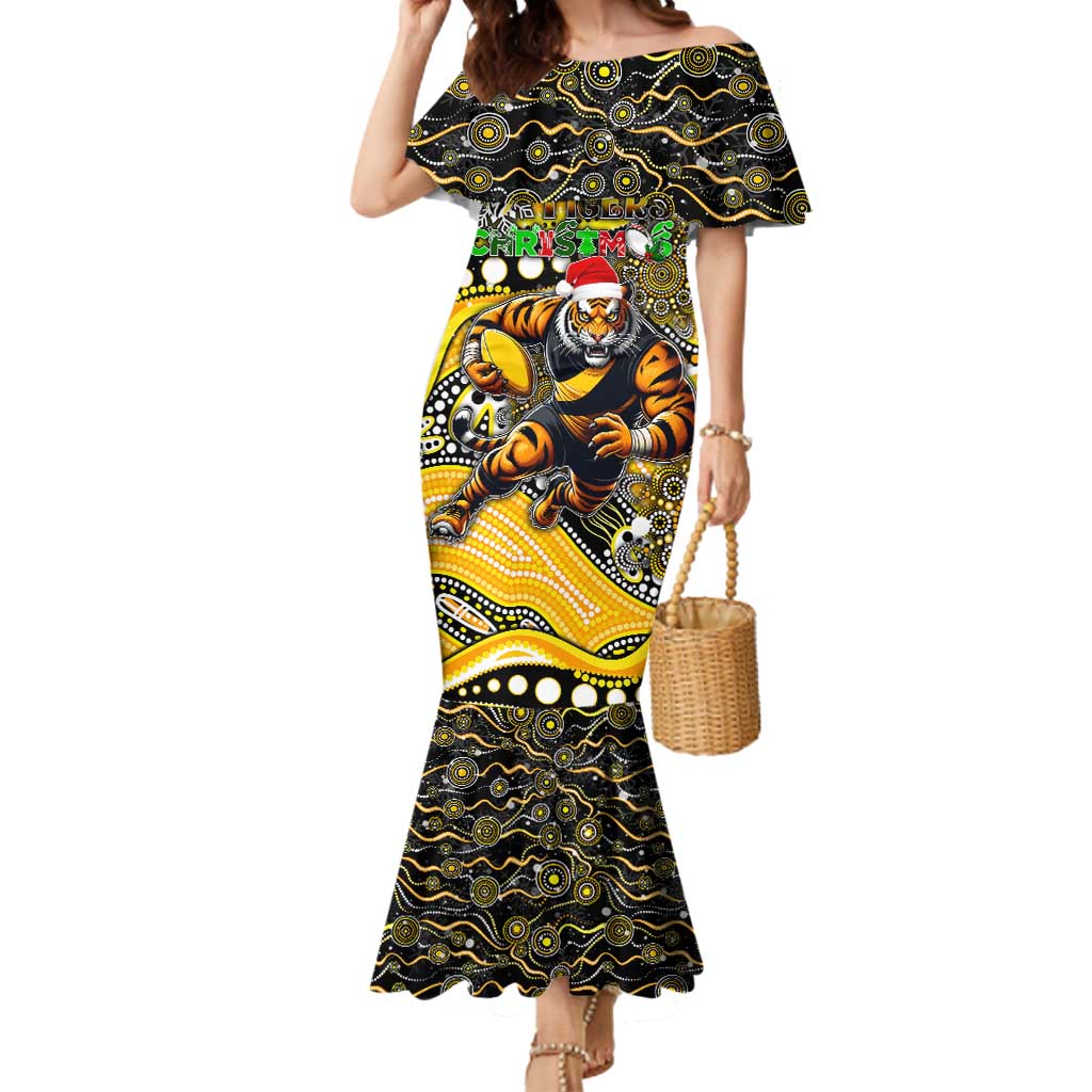 Merry Christmas AFL Richmond Tigers Mermaid Dress Aboriginal Santa Football Mascot