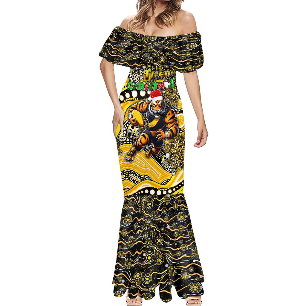 Merry Christmas AFL Richmond Tigers Mermaid Dress Aboriginal Santa Football Mascot
