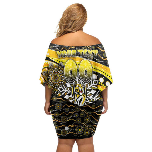 Merry Christmas AFL Richmond Tigers Off Shoulder Short Dress Aboriginal Santa Football Mascot