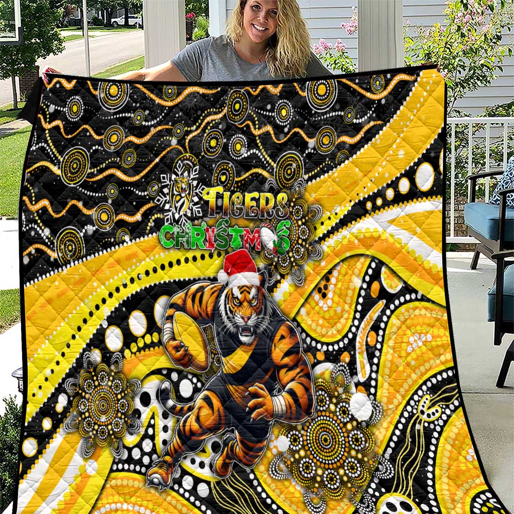 Merry Christmas AFL Richmond Tigers Quilt Aboriginal Santa Football Mascot