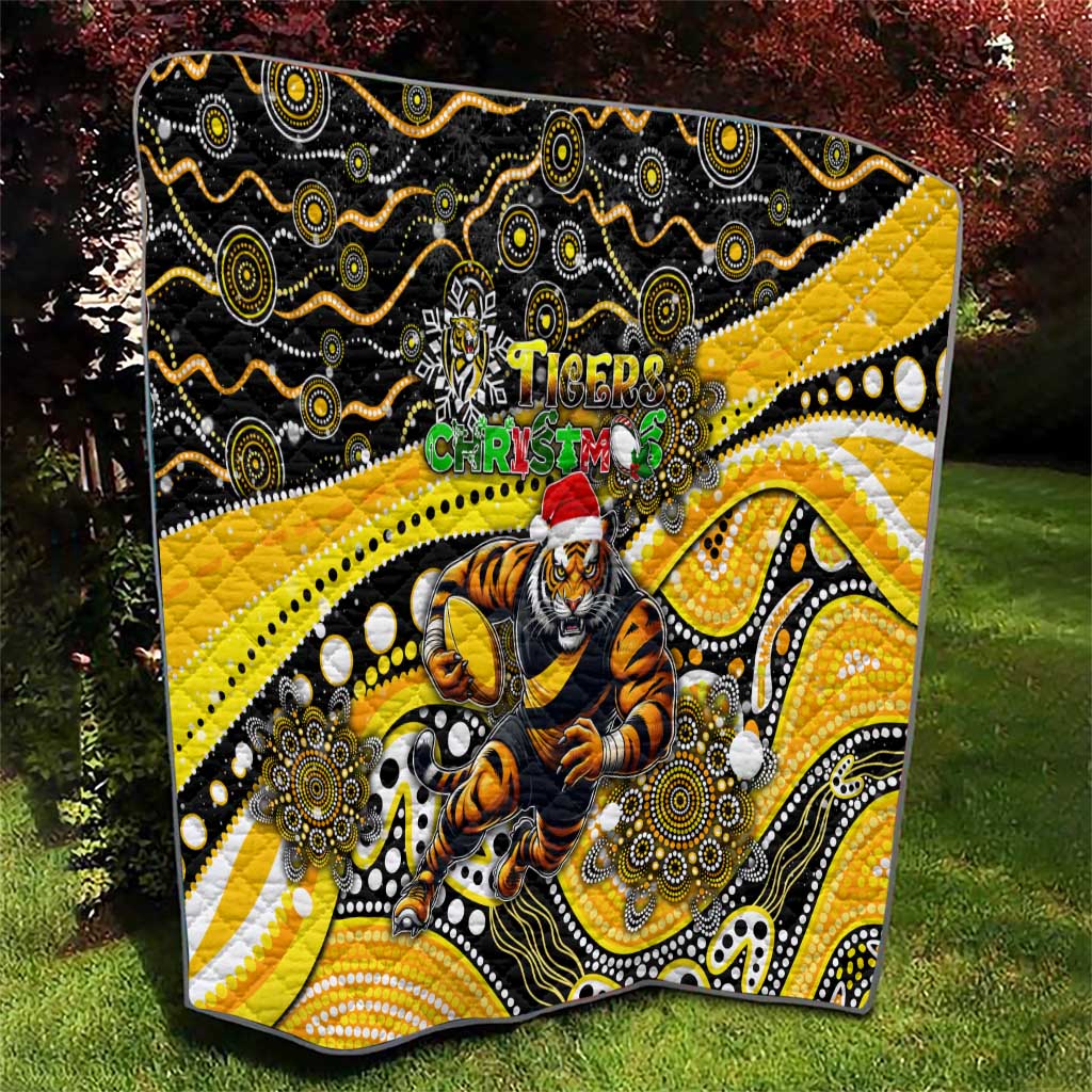Merry Christmas AFL Richmond Tigers Quilt Aboriginal Santa Football Mascot