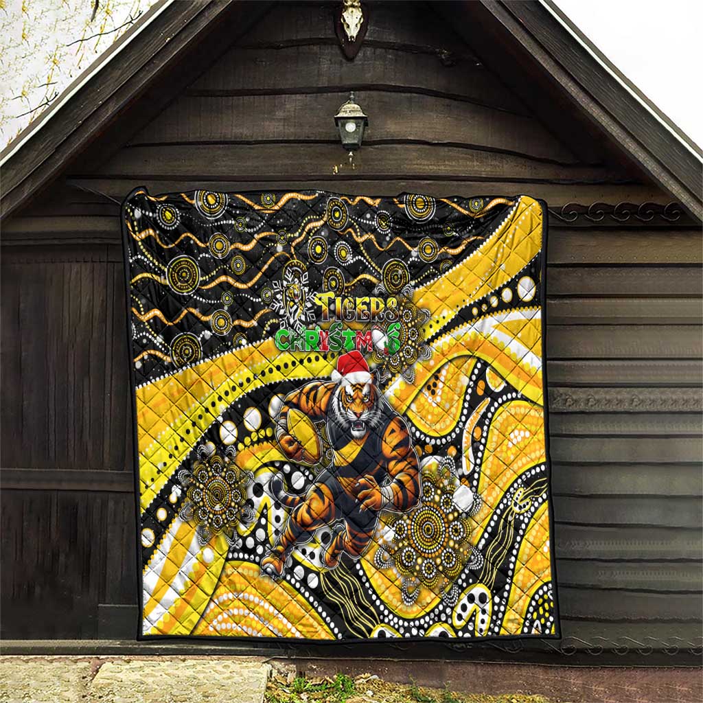Merry Christmas AFL Richmond Tigers Quilt Aboriginal Santa Football Mascot