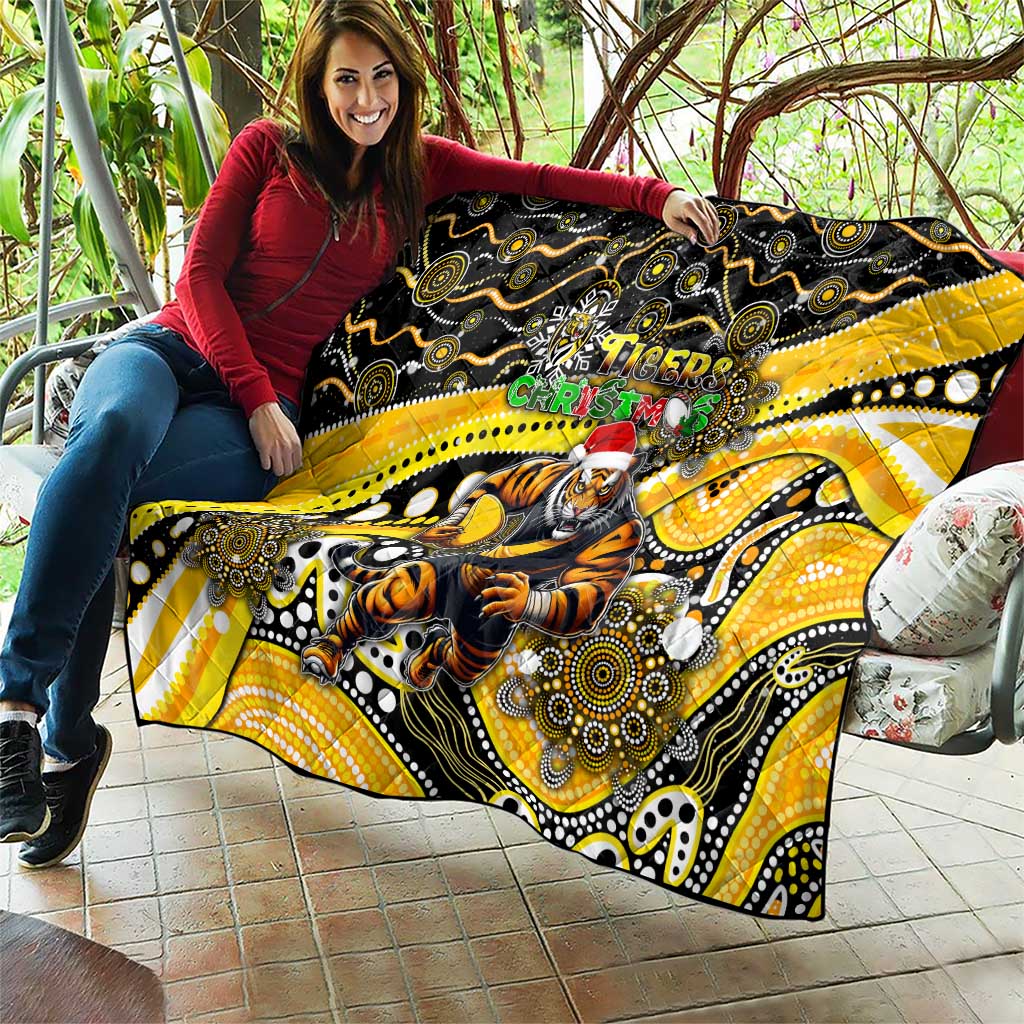 Merry Christmas AFL Richmond Tigers Quilt Aboriginal Santa Football Mascot