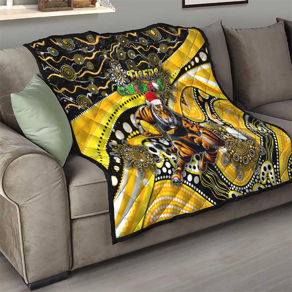 Merry Christmas AFL Richmond Tigers Quilt Aboriginal Santa Football Mascot