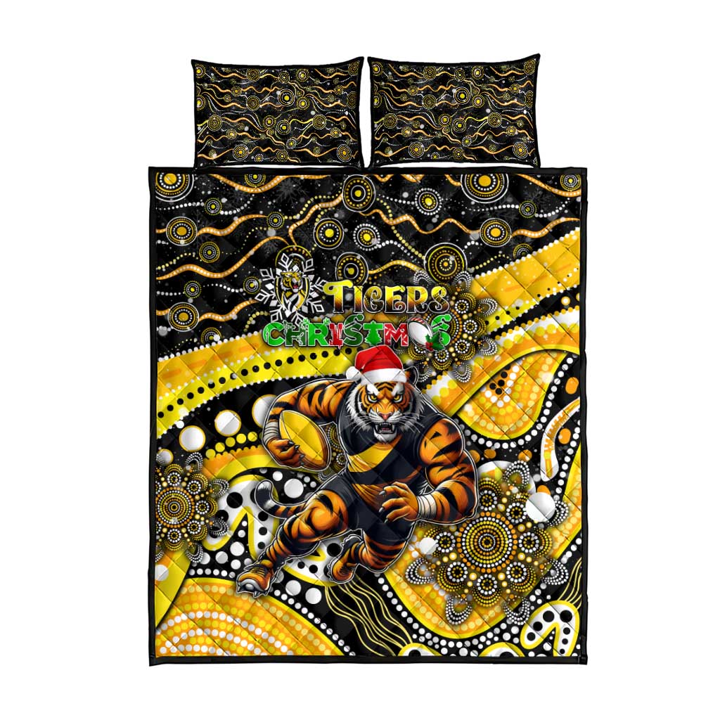 Merry Christmas AFL Richmond Tigers Quilt Bed Set Aboriginal Santa Football Mascot