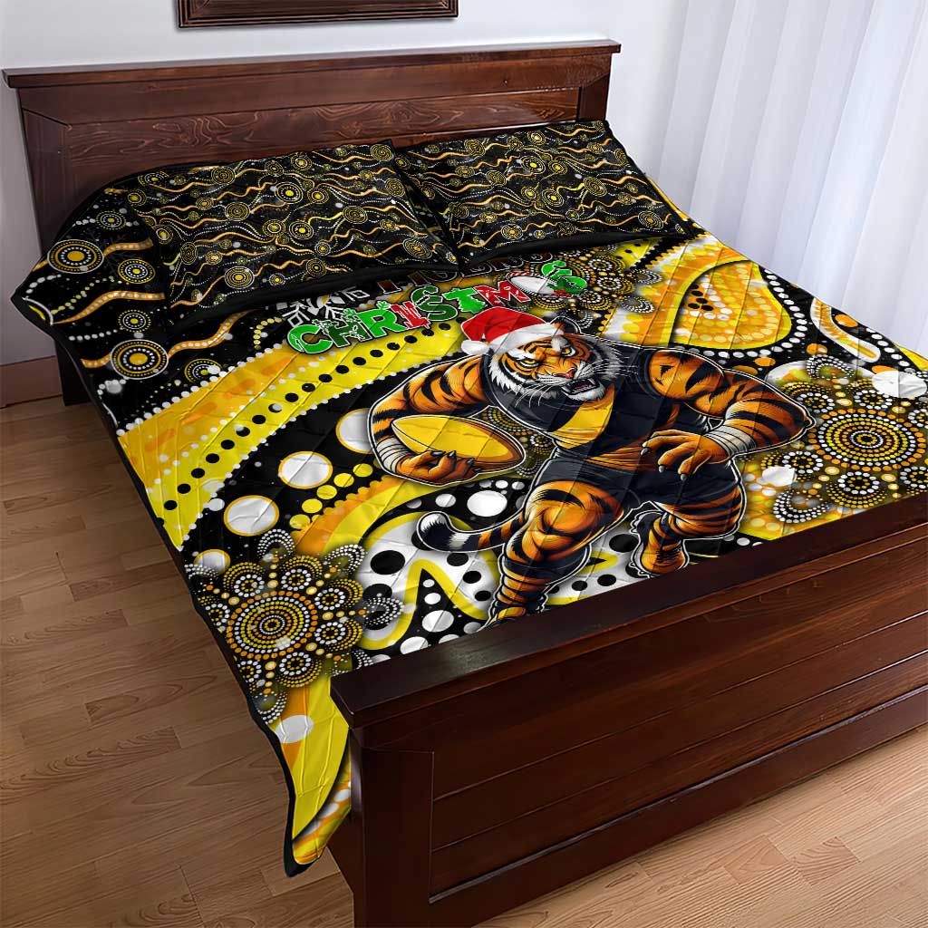 Merry Christmas AFL Richmond Tigers Quilt Bed Set Aboriginal Santa Football Mascot
