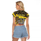 Merry Christmas AFL Richmond Tigers Raglan Cropped T Shirt Aboriginal Santa Football Mascot