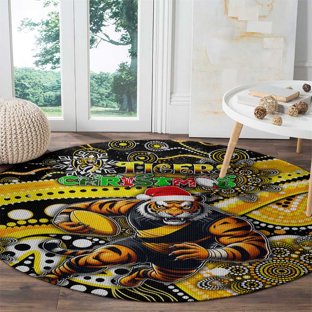 Merry Christmas AFL Richmond Tigers Round Carpet Aboriginal Santa Football Mascot