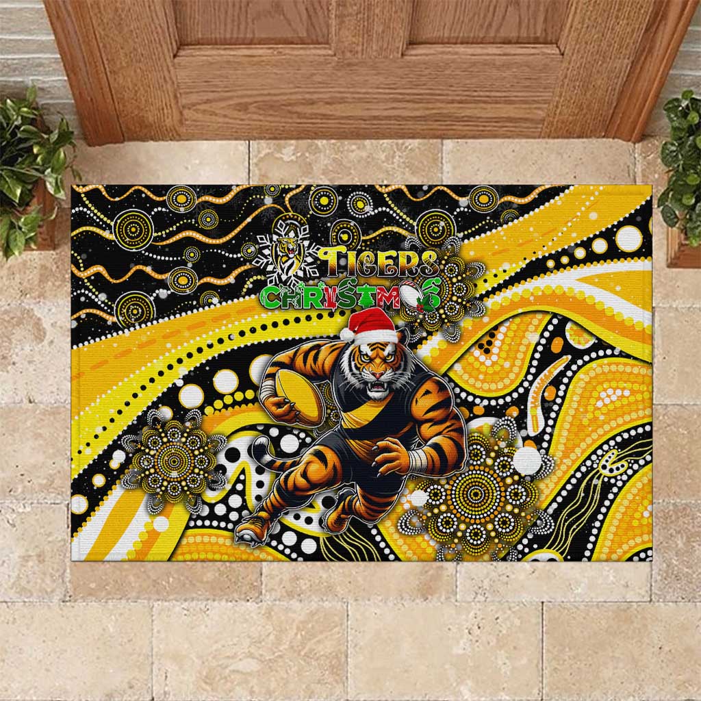 Merry Christmas AFL Richmond Tigers Rubber Doormat Aboriginal Santa Football Mascot