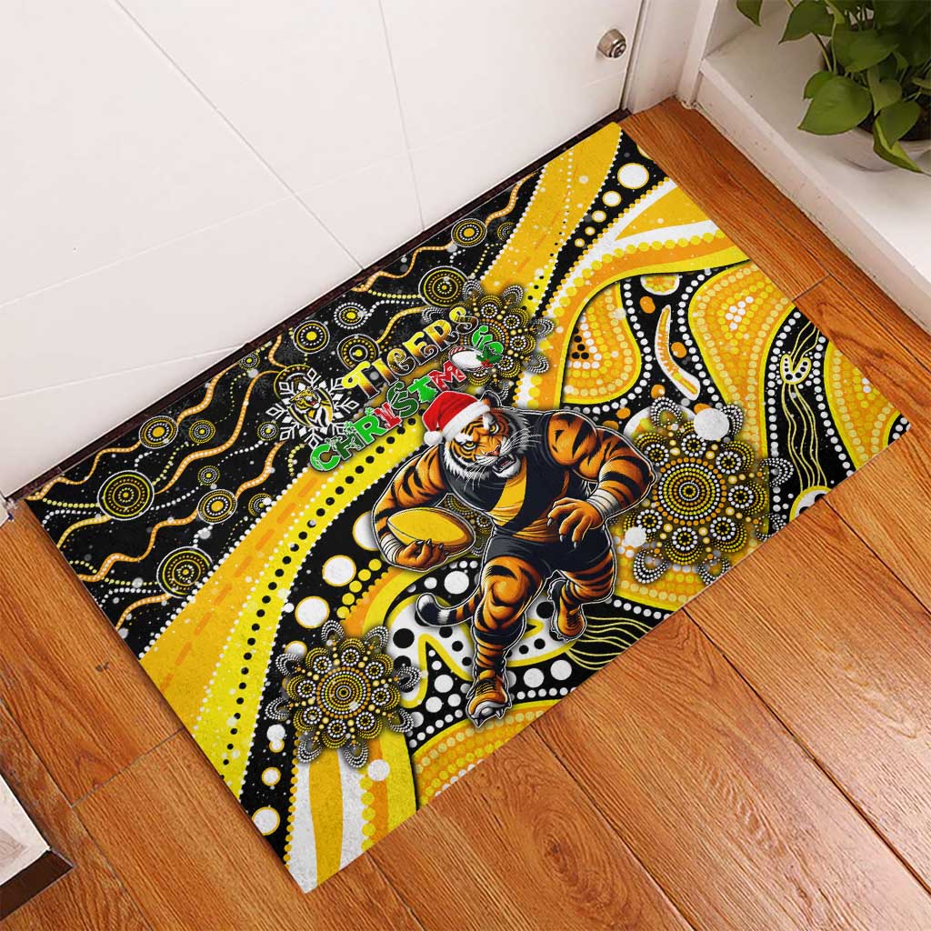 Merry Christmas AFL Richmond Tigers Rubber Doormat Aboriginal Santa Football Mascot