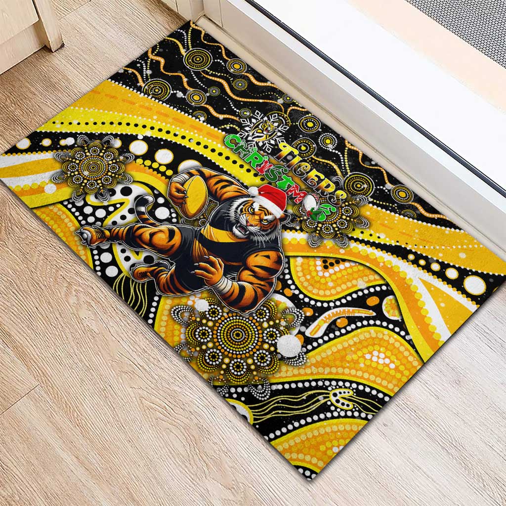 Merry Christmas AFL Richmond Tigers Rubber Doormat Aboriginal Santa Football Mascot