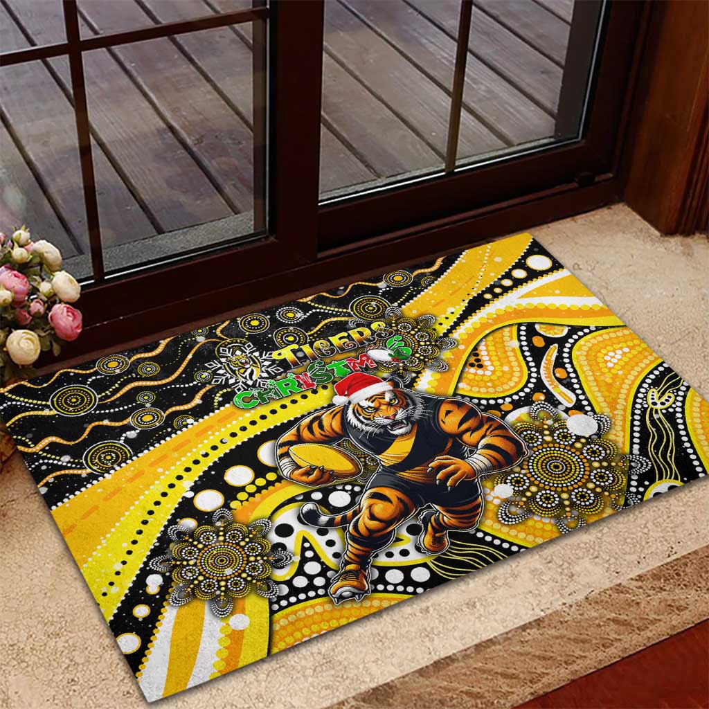Merry Christmas AFL Richmond Tigers Rubber Doormat Aboriginal Santa Football Mascot