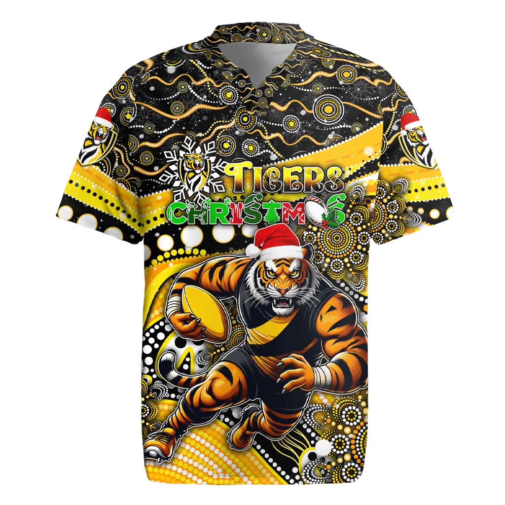 Merry Christmas AFL Richmond Tigers Rugby Jersey Aboriginal Santa Football Mascot