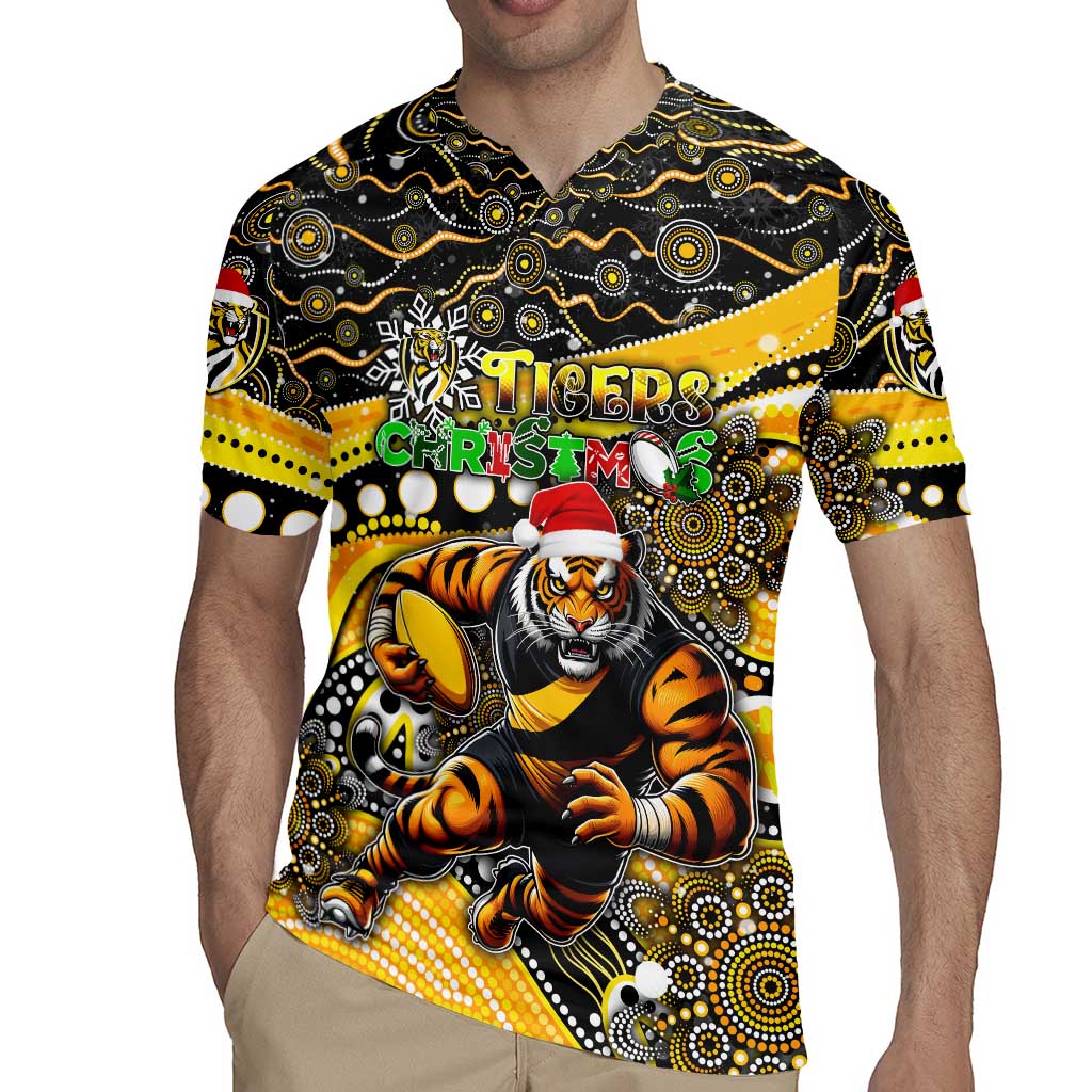 Merry Christmas AFL Richmond Tigers Rugby Jersey Aboriginal Santa Football Mascot