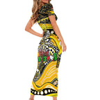 Merry Christmas AFL Richmond Tigers Short Sleeve Bodycon Dress Aboriginal Santa Football Mascot