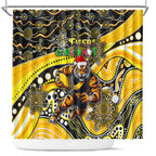 Merry Christmas AFL Richmond Tigers Shower Curtain Aboriginal Santa Football Mascot