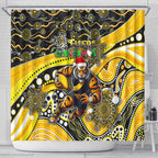 Merry Christmas AFL Richmond Tigers Shower Curtain Aboriginal Santa Football Mascot