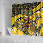Merry Christmas AFL Richmond Tigers Shower Curtain Aboriginal Santa Football Mascot