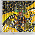 Merry Christmas AFL Richmond Tigers Shower Curtain Aboriginal Santa Football Mascot