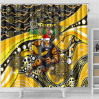 Merry Christmas AFL Richmond Tigers Shower Curtain Aboriginal Santa Football Mascot