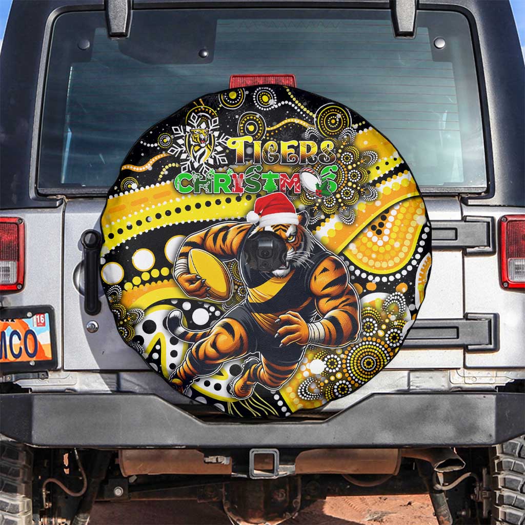 Merry Christmas AFL Richmond Tigers Spare Tire Cover Aboriginal Santa Football Mascot
