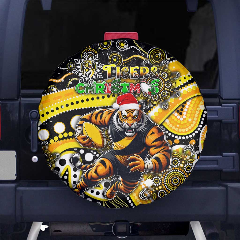 Merry Christmas AFL Richmond Tigers Spare Tire Cover Aboriginal Santa Football Mascot
