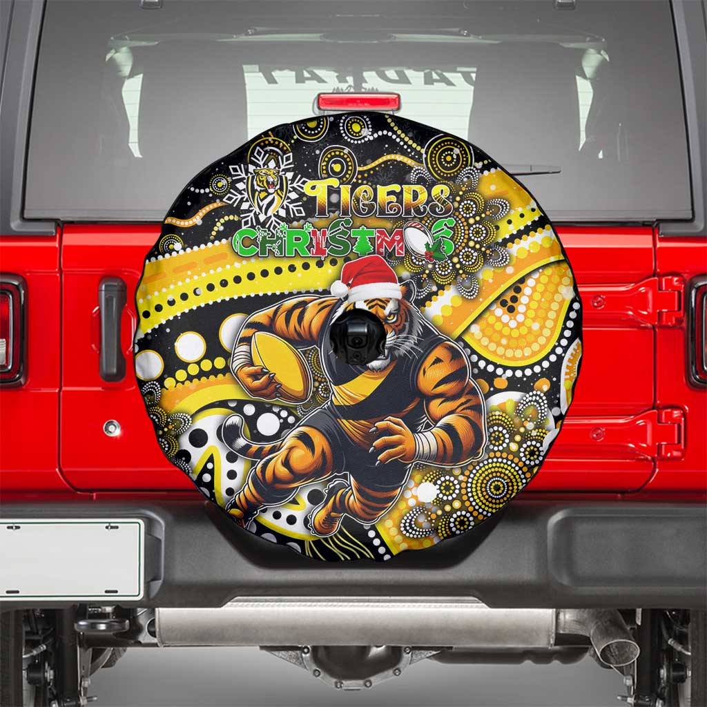 Merry Christmas AFL Richmond Tigers Spare Tire Cover Aboriginal Santa Football Mascot