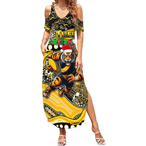 Merry Christmas AFL Richmond Tigers Summer Maxi Dress Aboriginal Santa Football Mascot