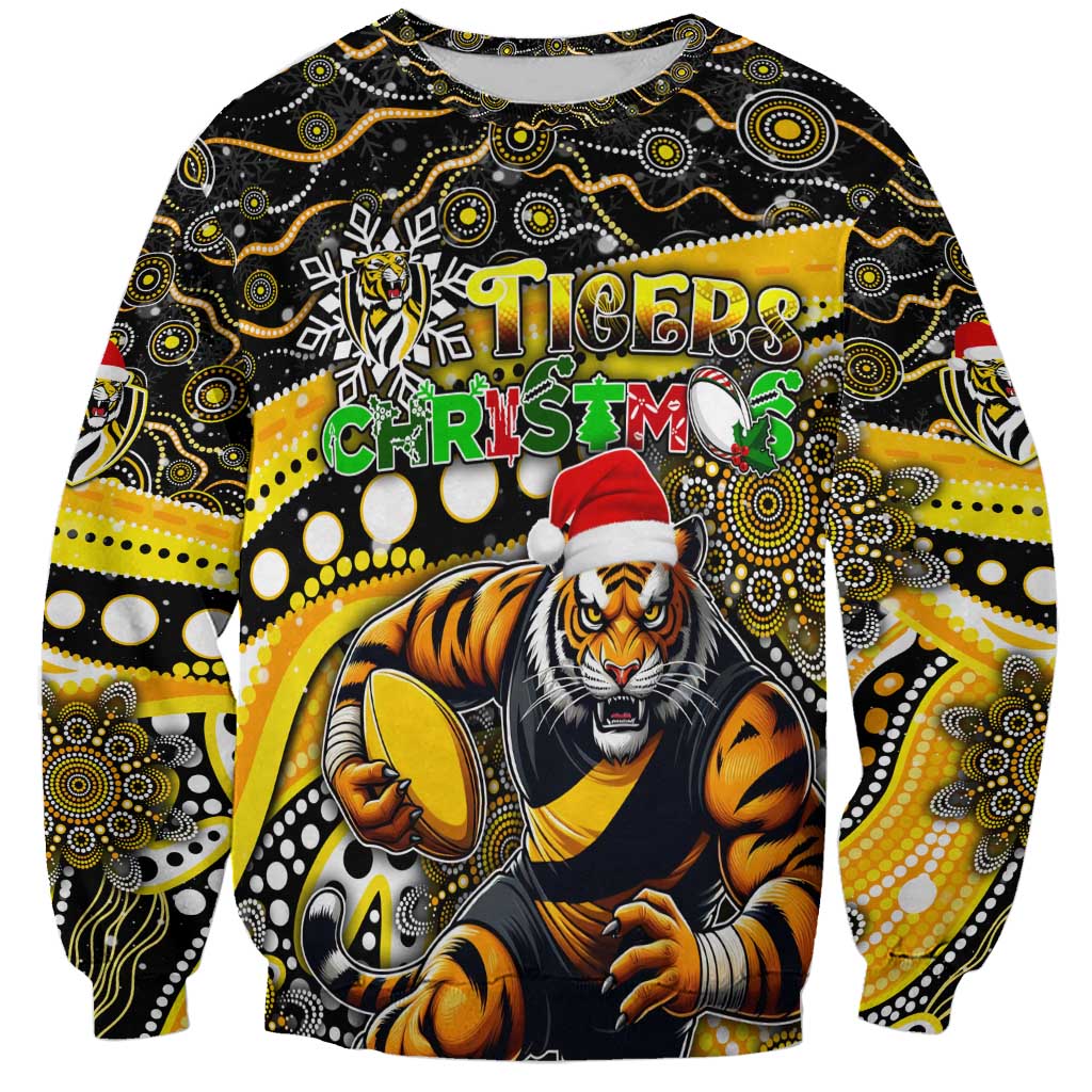Merry Christmas AFL Richmond Tigers Sweatshirt Aboriginal Santa Football Mascot