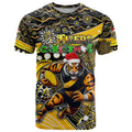 Merry Christmas AFL Richmond Tigers T Shirt Aboriginal Santa Football Mascot