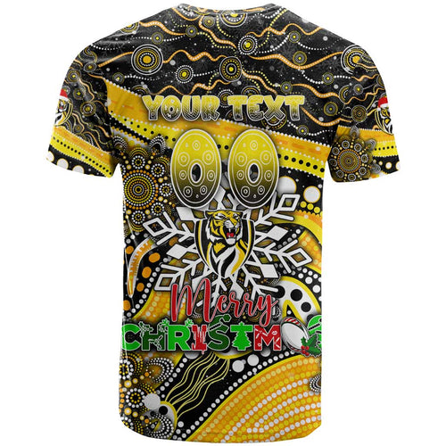 Merry Christmas AFL Richmond Tigers T Shirt Aboriginal Santa Football Mascot