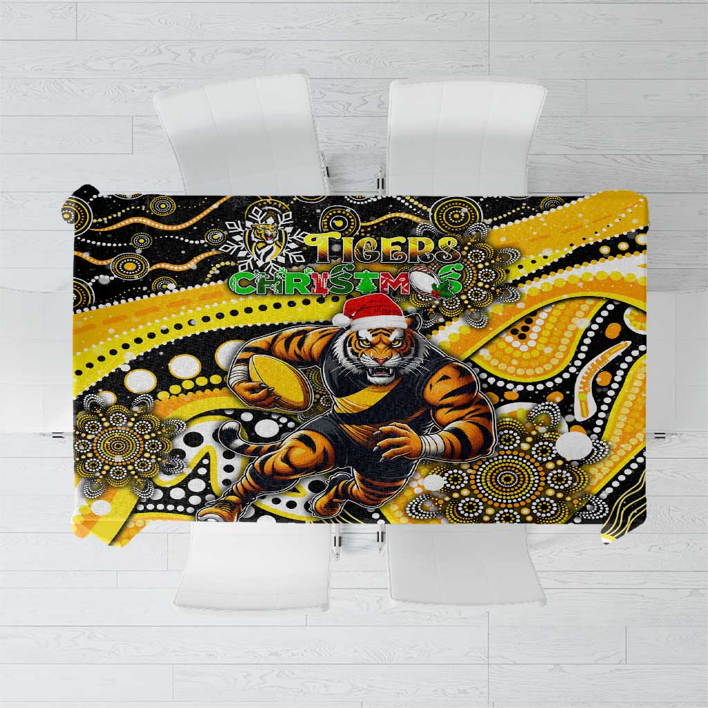 Merry Christmas AFL Richmond Tigers Tablecloth Aboriginal Santa Football Mascot