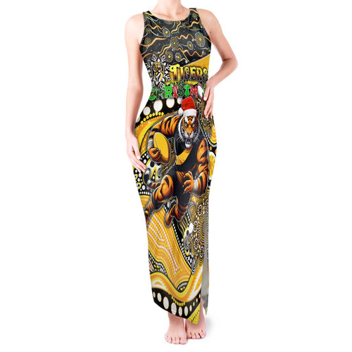 Merry Christmas AFL Richmond Tigers Tank Maxi Dress Aboriginal Santa Football Mascot